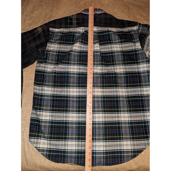 Tommy Hilfiger Men's Long Sleeve Medium button Up plaid ColorBlock Y2k - Picture 4 of 7